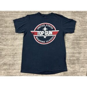 Top Gun Shirt Mens Medium Blue Short Sleeve Weapons‎ School Graphic